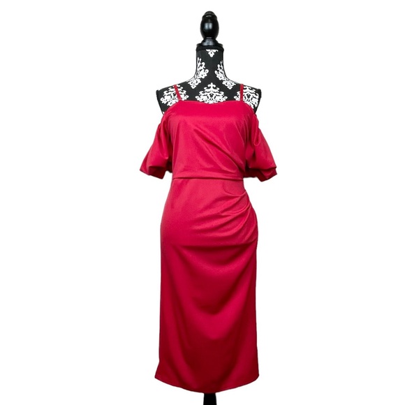 Belle Poque NWT Off Shoulder Lantern Sleeve Dress Size Medium - Picture 4 of 10